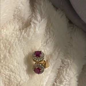 10k gold ruby earrings.